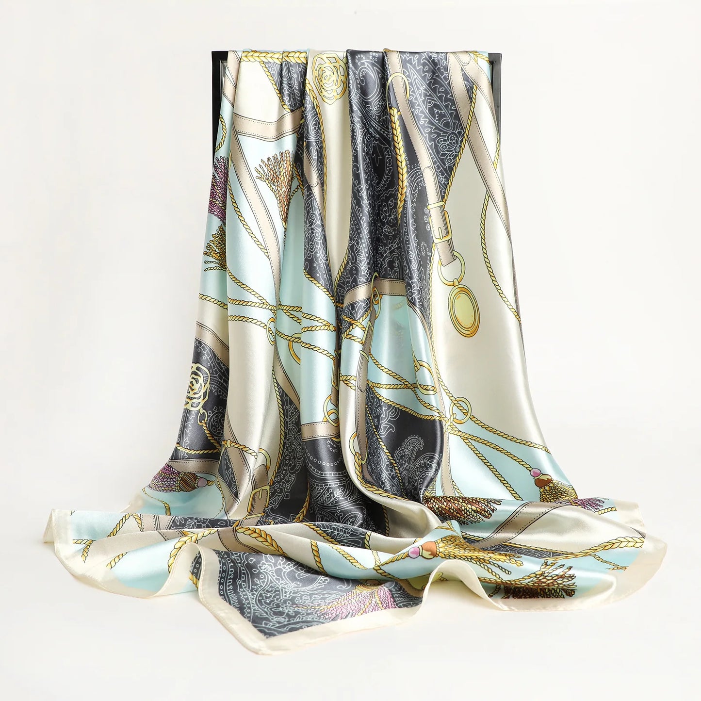 2024 seide Schal Quadrat Schal Für Frauen Drucken Stirnband Foulard Satin Hijab Haar Bands Halstuch Weibliche Kopf Wraps Bandana