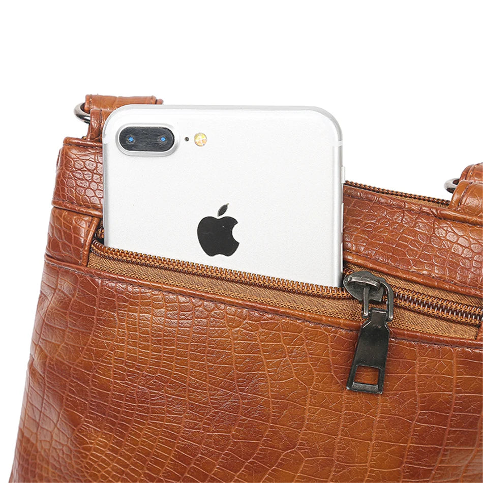 Multi Taschen Casual Schultertaschen Frauen Retro Flap Handtasche