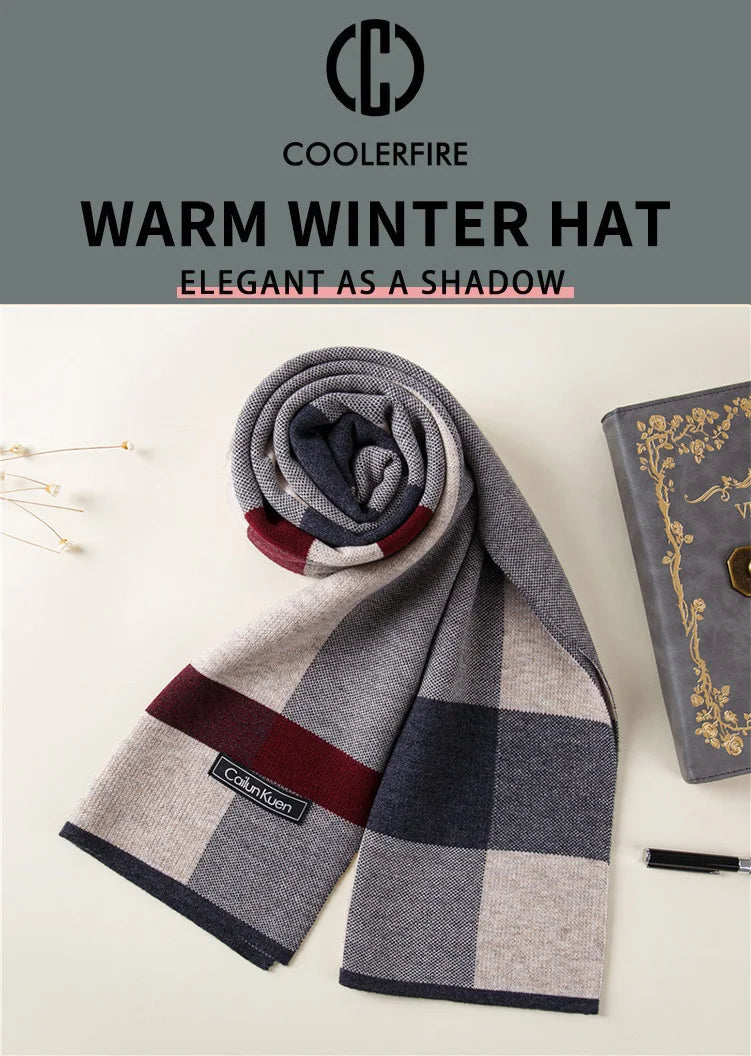 Weicher Kaschmirschal für Herren mit Karomuster und Fransen