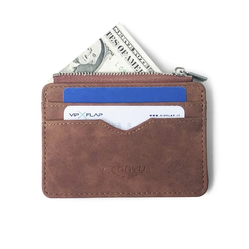 Herren Slim Karten Geldbörse - Matte PU Leder Retro Multi-Card Kartenhalter