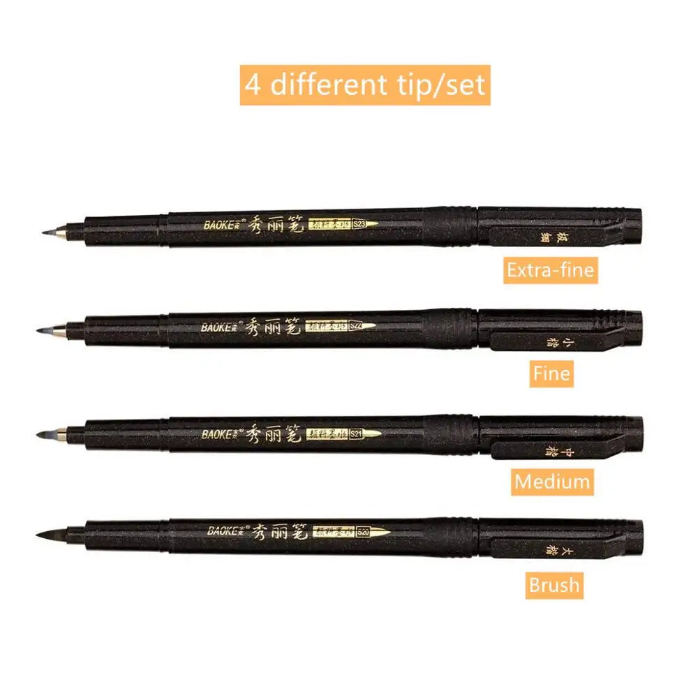 4-teiliges Kalligraphie-Stift-Set mit extra feinen Spitzen für Künstler und Schüler