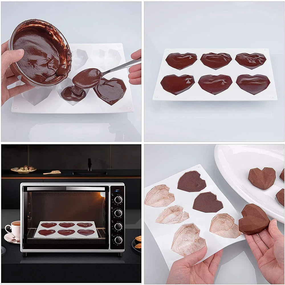 3D Silikonform Herz Diamant für Schokolade und Dessert