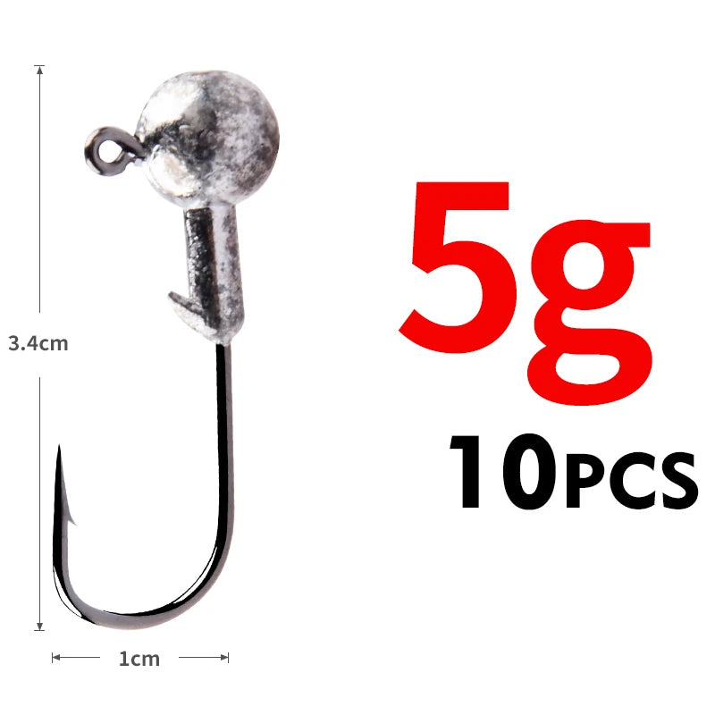 Jigkopf Angelhaken High Carbon Stahl 1g bis 22g für Hechtangeln