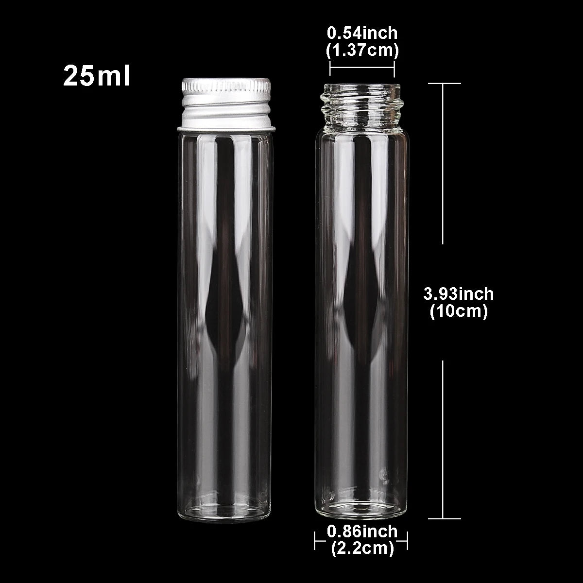 10 Stück Mini Glasflaschen mit Aluminiumdeckel 5 bis 30 ml in 9 Größen