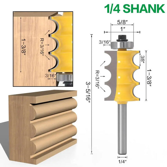 1pc 1/4 Schaft 6mm Triple Perle Form Router Bit für Holzfräsen