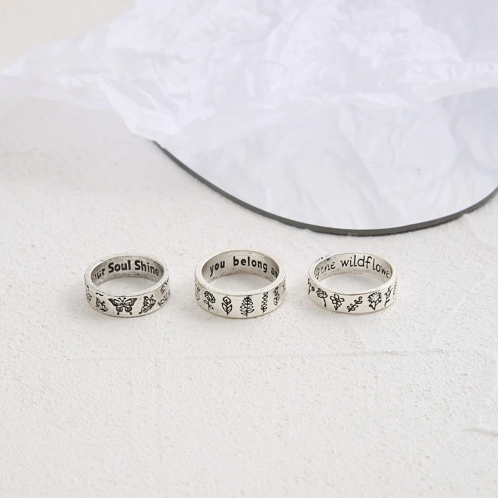 Vintage Silberfarbene Herzschmuck Ringe Set für Damen und Herren