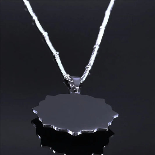 Edelstahl Halskette Blume des Lebens mit Mondstein für Damen Silber