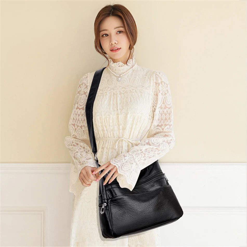 3-lagige große Schultertasche mit Reißverschluss, lässige Crossbody-Tasche-Yabubest - Home & More