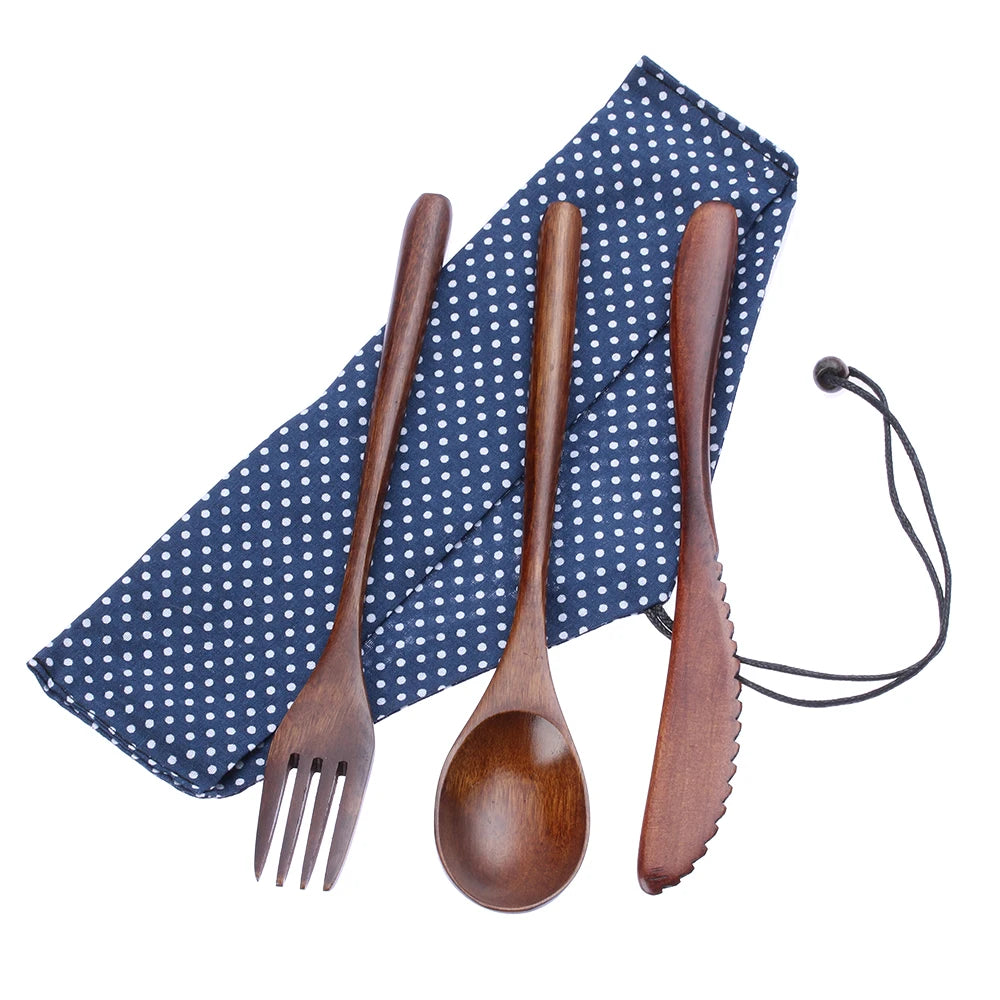 Bambus Besteck Set mit Tasche – wiederverwendbar für Schule & Unterwegs-Yabubest - Home & More