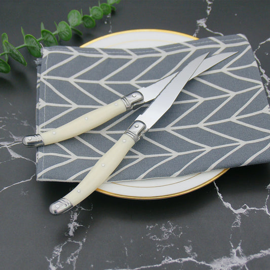 Laguiole Steakmesser Set mit weißem Kunststoffgriff für Haushalt und Dinner