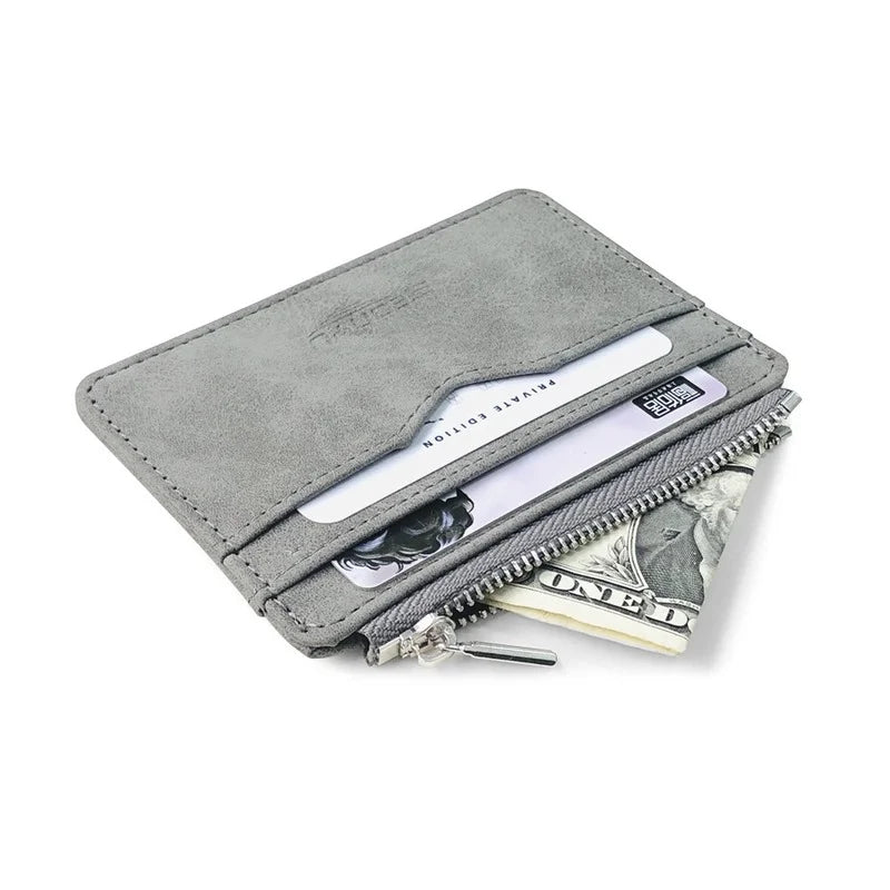 Herren Slim Karten Geldbörse - Matte PU Leder Retro Multi-Card Kartenhalter