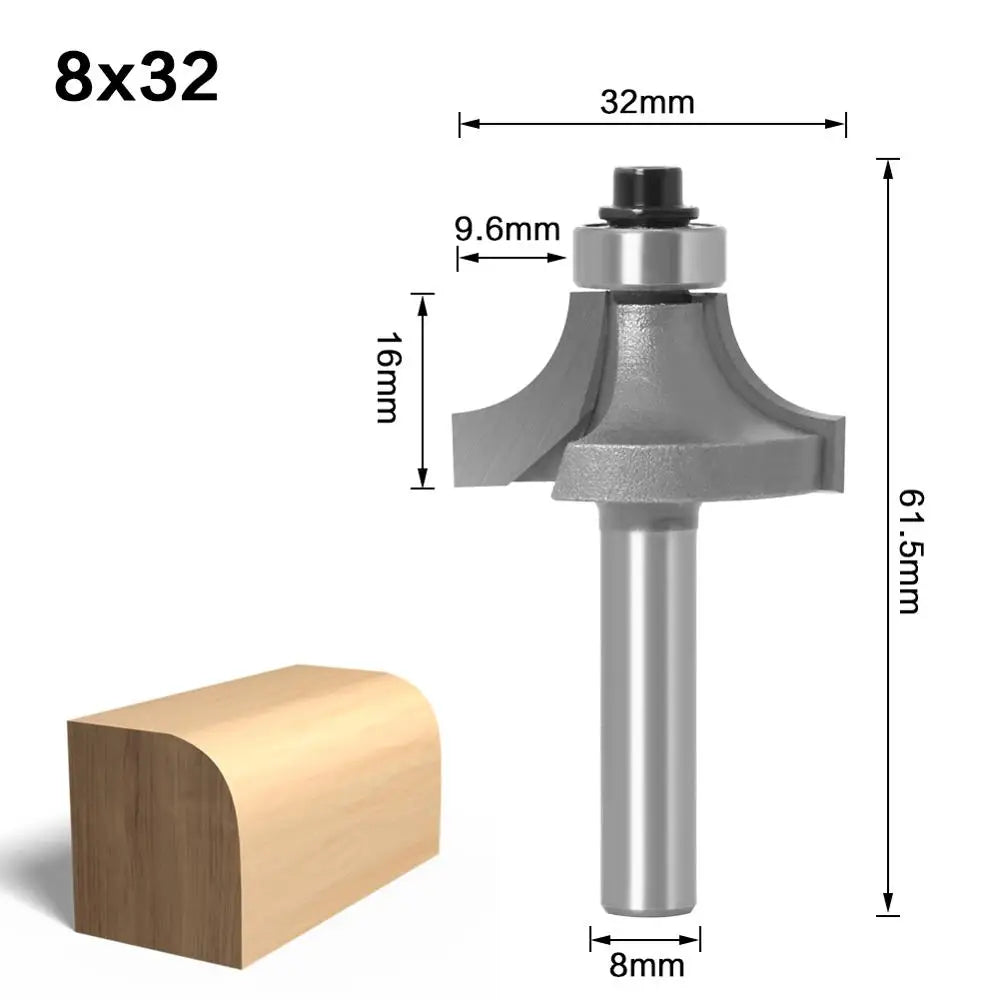 3-teiliges 8mm Schaft Router Bit Set mit Lager für Holzfräsen