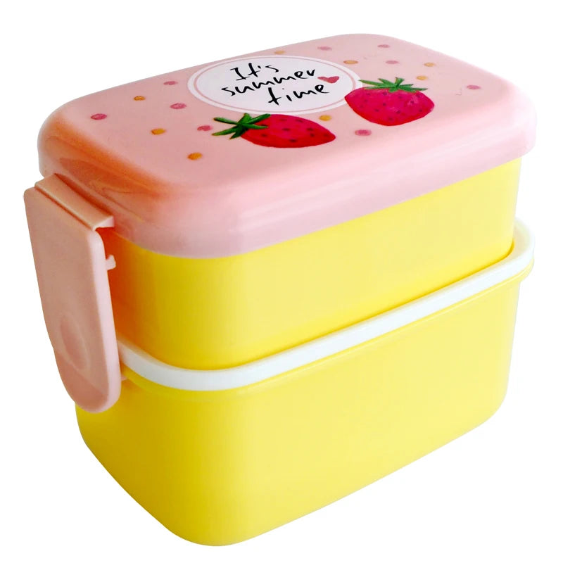 Nette Mini Kunststoff Bento Box für Kinder, 2-fach, Mikrowellengeeignet