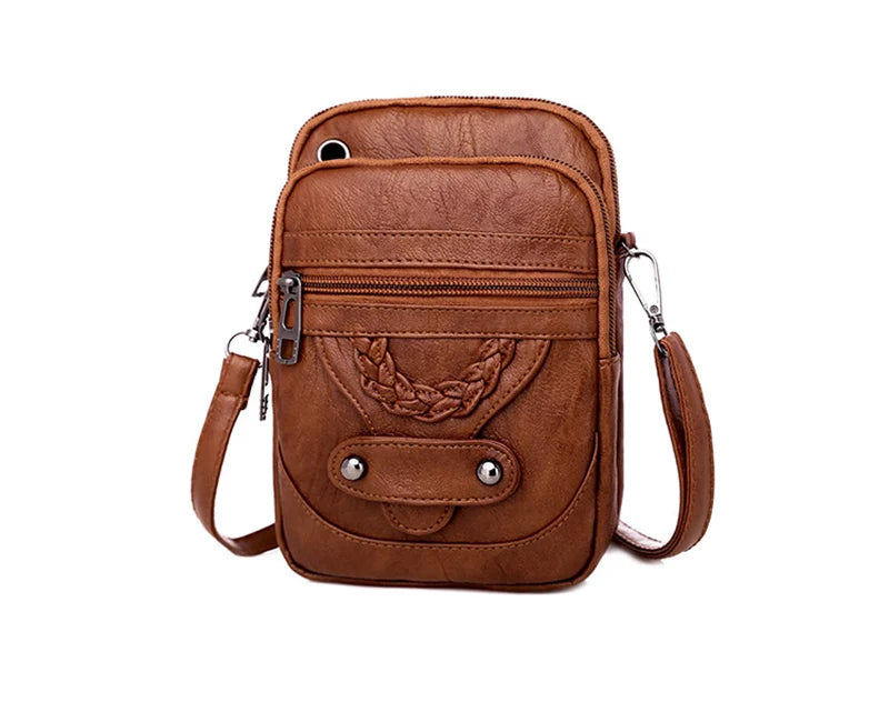 Vintage PU Leder Umhängetasche für Frauen kleine Crossbody Tasche