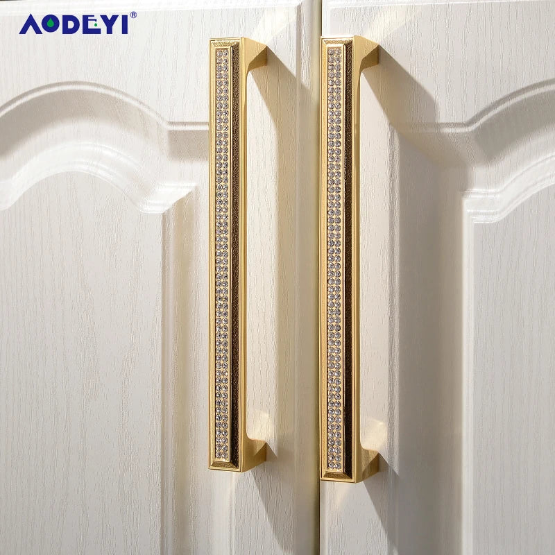 Eleganter Kristall Möbelknopf Diamant Optik für Schrank Schublade Gold/Chrom