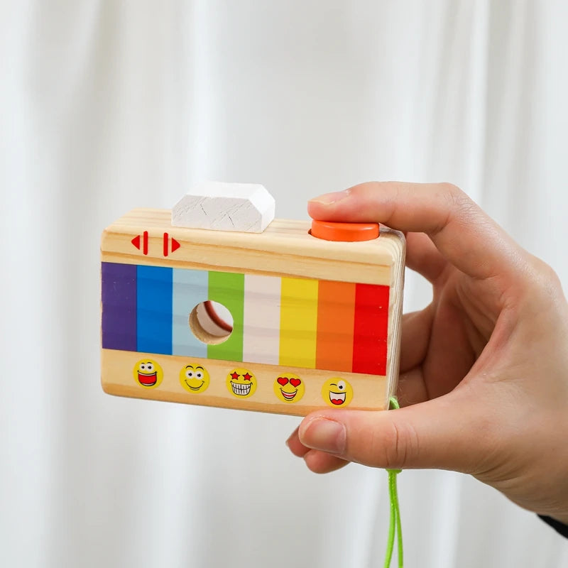 Stapelfähiges Holz Babyspielzeug mit Kamera und Bausteinen