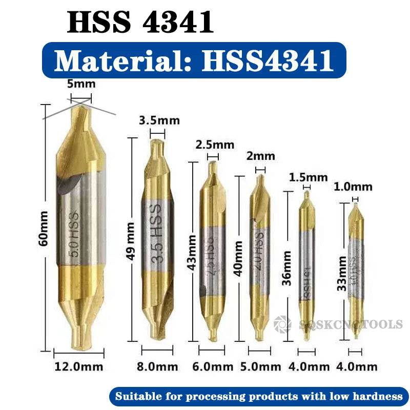 HSS Zentrierbohrer-Set 6-tlg. für präzise Metallbohrungen (1,0-5,0mm)