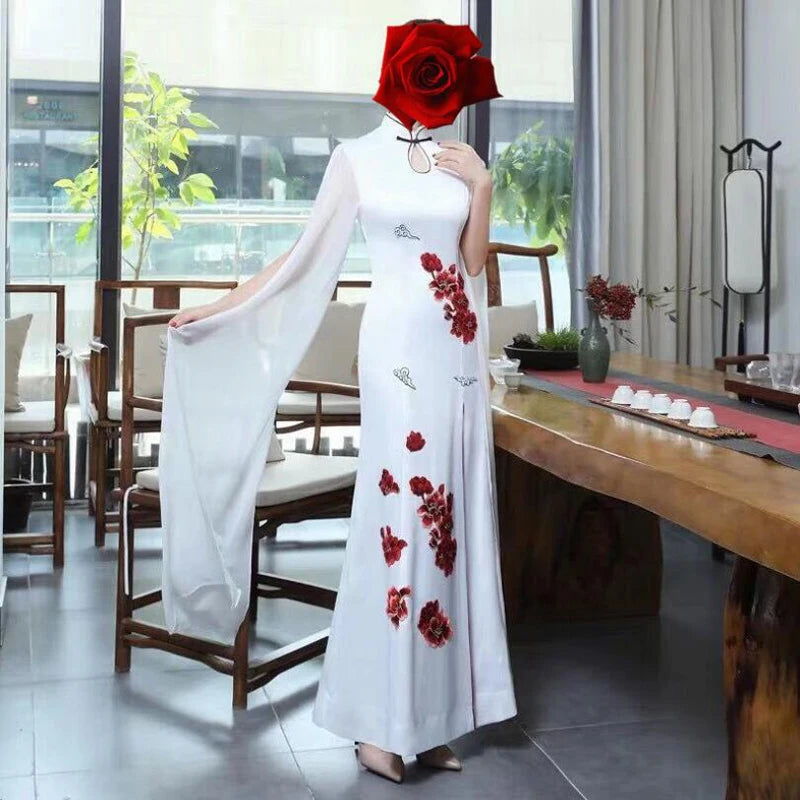 Rote Pflaumenblüten Stickerei Patches 5er-Set zum Aufnähen