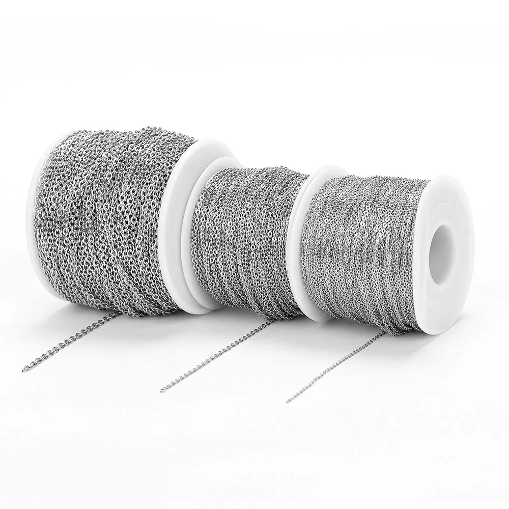 Edelstahlkette 10 Meter für DIY Schmuck 1mm 1.5mm 2mm Gold Silber