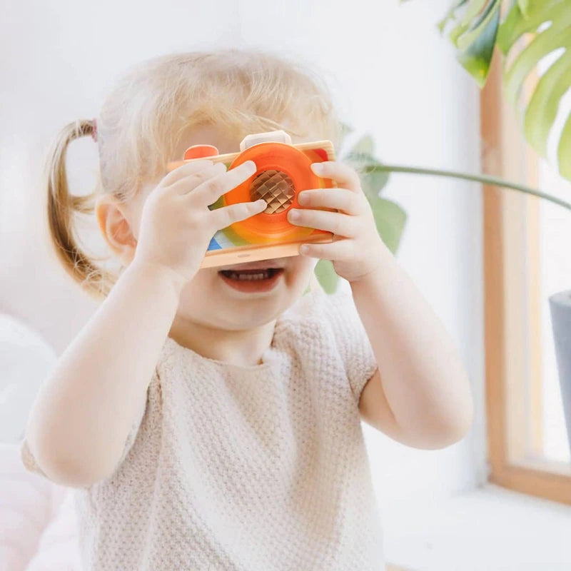 Stapelfähiges Holz Babyspielzeug mit Kamera und Bausteinen