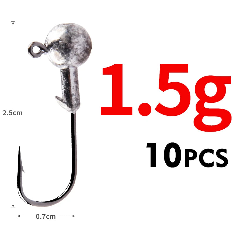 Jigkopf Angelhaken High Carbon Stahl 1g bis 22g für Hechtangeln