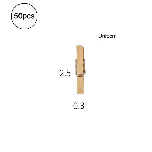 50 Mini Holz Clips für DIY Handwerk, Foto Deko & Büro – Verschiedene Größen