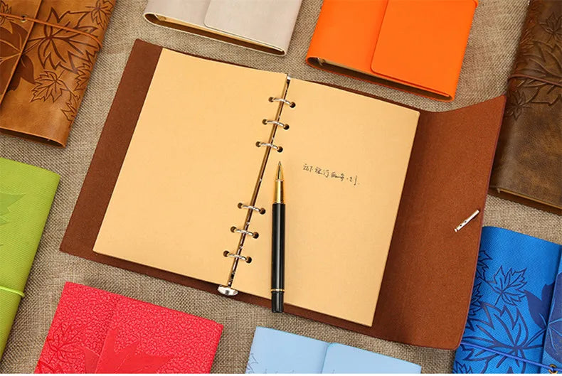 Vintage Notizbuch A5 A6 A7 aus Kunstleder mit blanko Seiten-Yabubest - Home & More