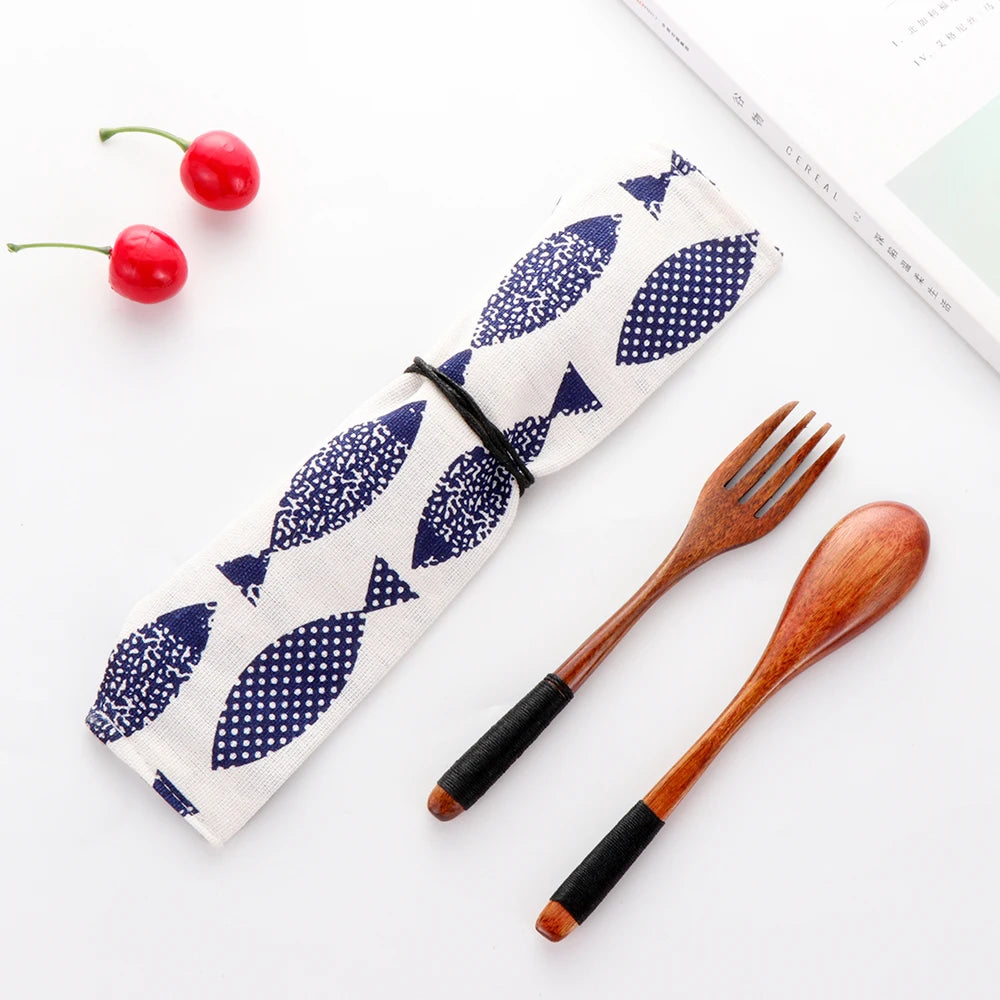 Bambus Besteck Set mit Tasche – wiederverwendbar für Schule & Unterwegs-Yabubest - Home & More