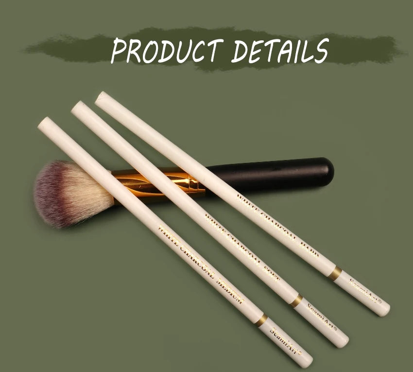 Set 3 Kohlestifte Weiß Weich Mittel Hart für Skizzen und Kunst-Yabubestshop