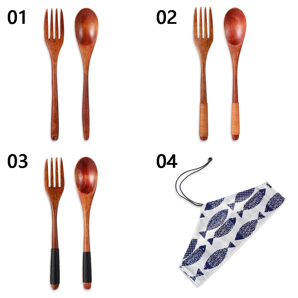 Bambus Besteck Set mit Tasche – wiederverwendbar für Schule & Unterwegs-Yabubest - Home & More