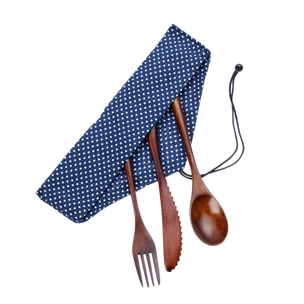 Bambus Besteck Set mit Tasche – wiederverwendbar für Schule & Unterwegs-Yabubest - Home & More