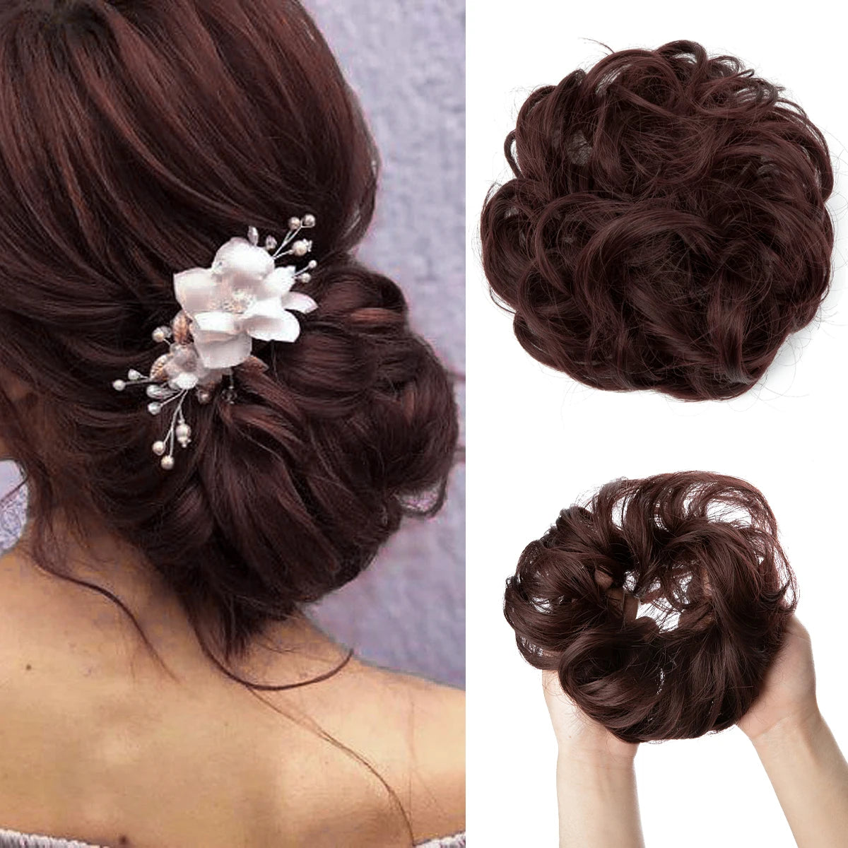 Lockiger Haarknoten Chignon Haargummi für Frauen – wählbar & stilvoll