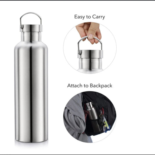 Nachhaltige Edelstahl-Flasche 350-750ml, BPA-frei, breit - robust fürs Sport