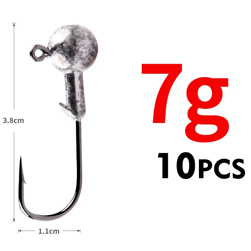 Jigkopf Angelhaken High Carbon Stahl 1g bis 22g für Hechtangeln