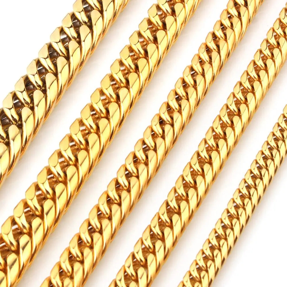 Stilvolle Herren Edelstahl Kette Gold 16/20mm | Kubanisch | Größenwahl