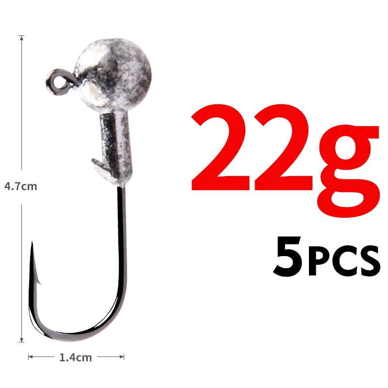 Jigkopf Angelhaken High Carbon Stahl 1g bis 22g für Hechtangeln