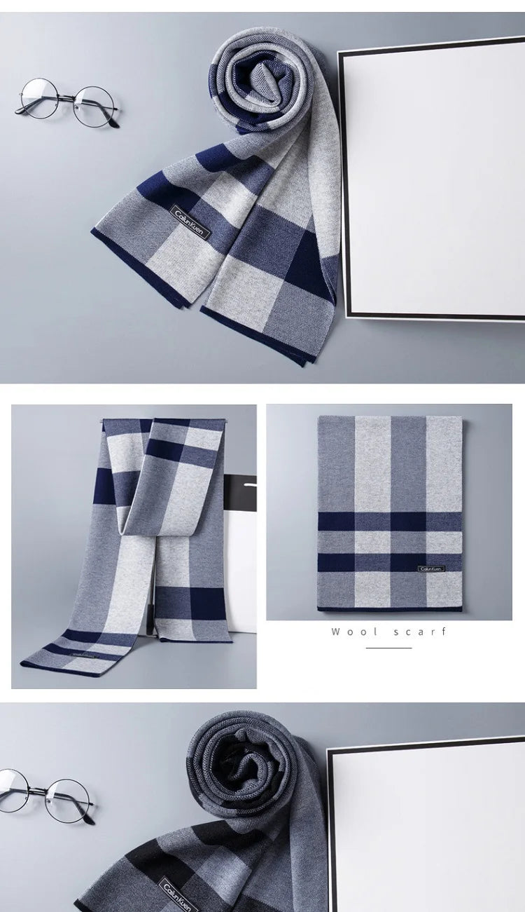 Weicher Kaschmirschal für Herren mit Karomuster und Fransen