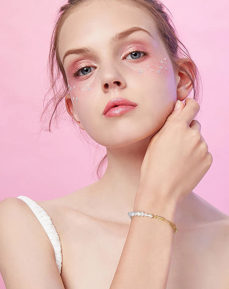 Vintage Armband Büroklammer 925 Sterlingsilber Perle Damen