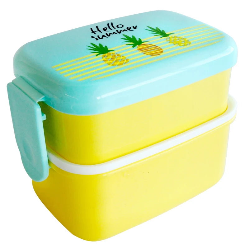 Nette Mini Kunststoff Bento Box für Kinder, 2-fach, Mikrowellengeeignet