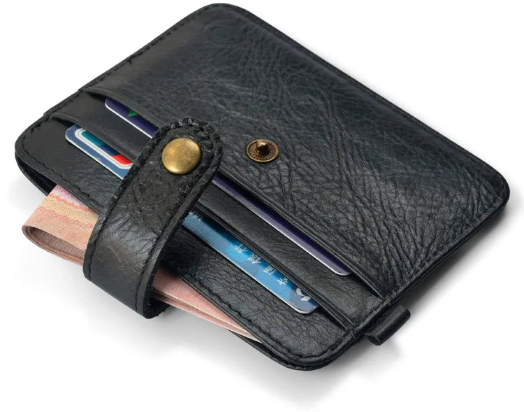 Schlanke Herren Brieftasche aus echtem Leder mit Kartenhalter - Münztasche