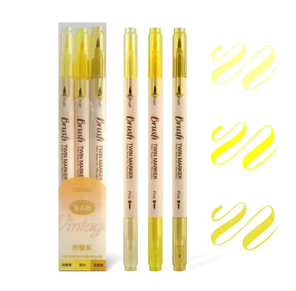 3-teiliges Set Dual-Ended Pinselmarker für kreative Aquarell Zeichnungen