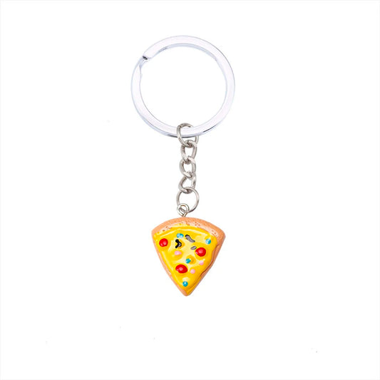 Unisex 6-teilig Schlüsselanhänger Set mit süßem Pizza-Anhänger Metalllegierung