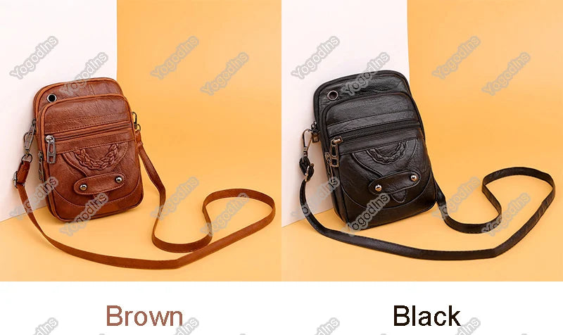 Vintage PU Leder Umhängetasche für Frauen kleine Crossbody Tasche