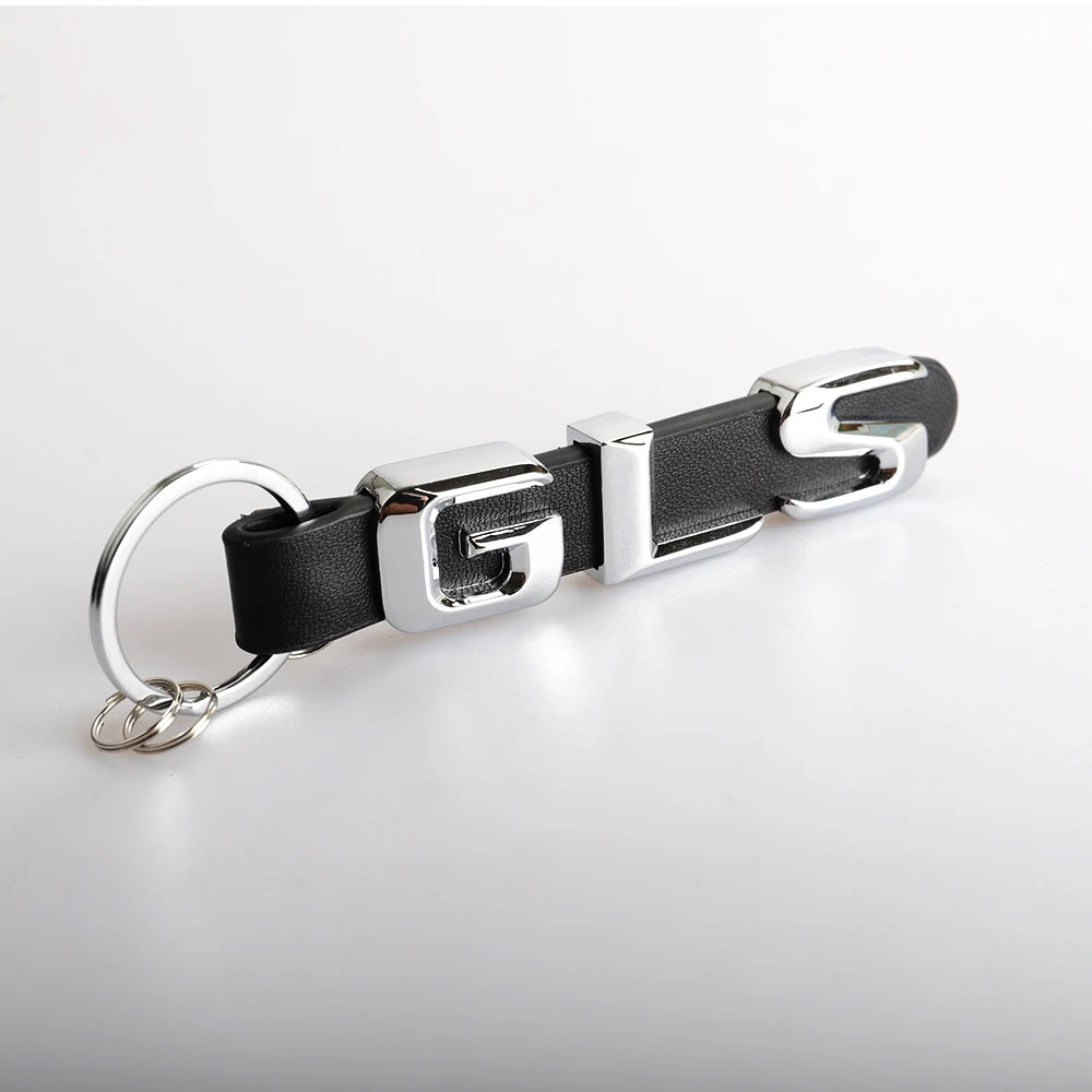 3D Buchstaben Schlüsselanhänger Metall mit Lederband für Autoschlüssel