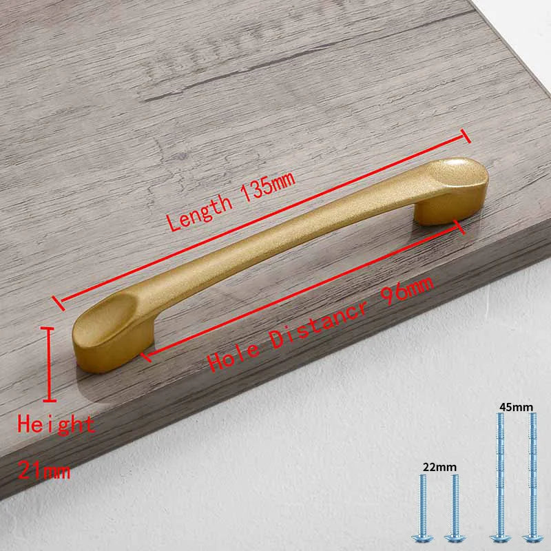 Mattgoldener Aluminium Möbelgriff 96-192mm Modern - Robust