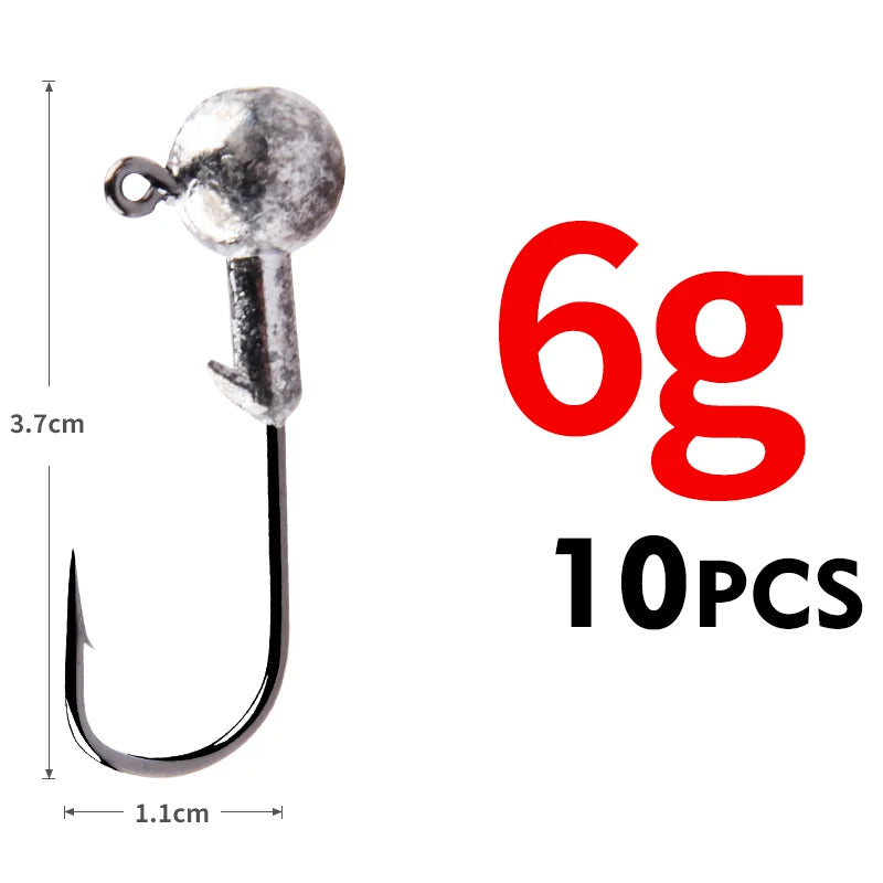 Jigkopf Angelhaken High Carbon Stahl 1g bis 22g für Hechtangeln