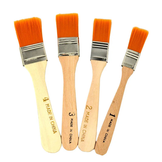 4-teiliges Nylonhaar-Pinsel-Set mit Holzgriff für Acryl- und Ölgemälde