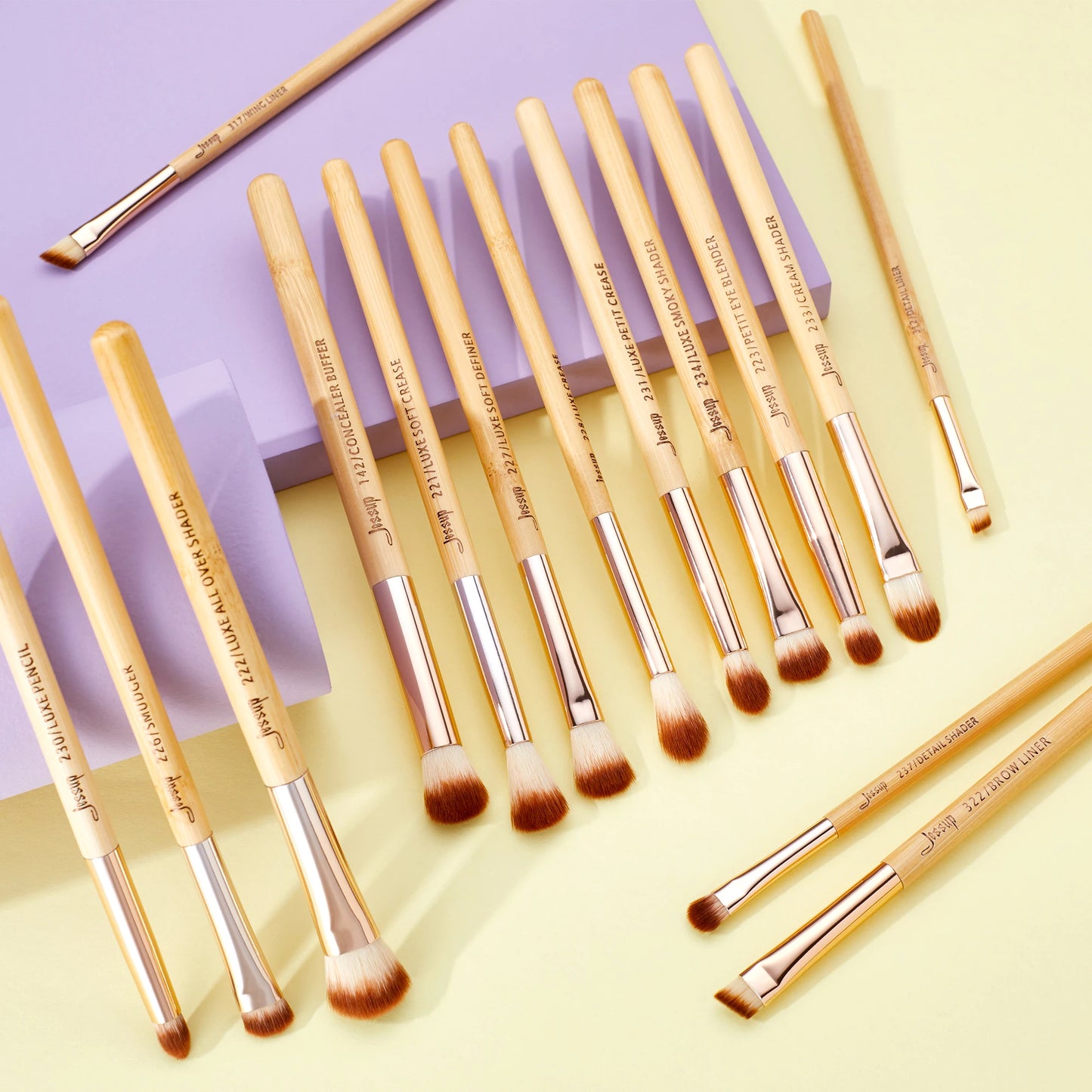 15-teiliges Bambus Make-up Pinsel Set für präzises Augen-Make-up