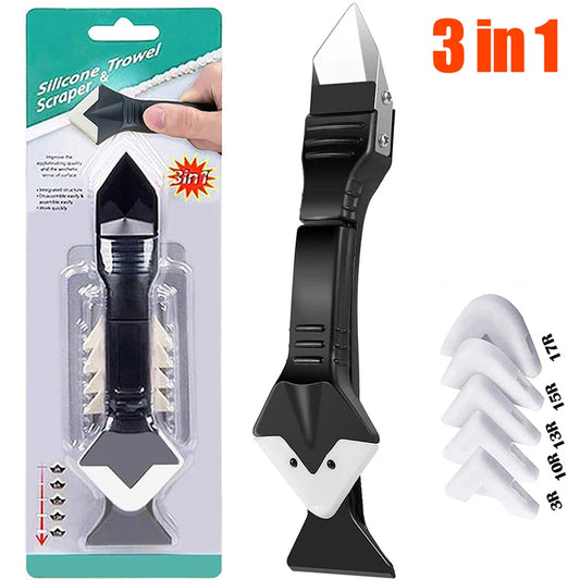 3-in-1 Silikon Fugenabzieher Set mit 5 Pads - Abdichten - Fugenreinigung Bad Küche