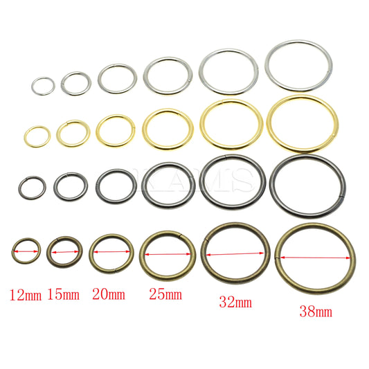 10 Metall O-Ringe vernickelt für Gürtel Taschen Ringe 12 bis 38 mm